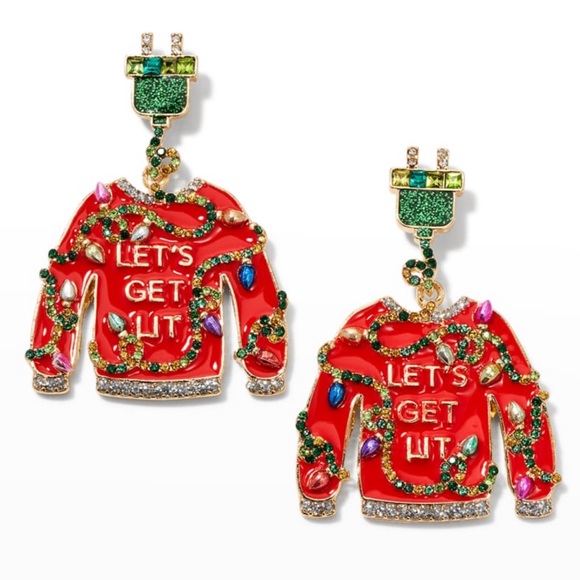 NWT 🎄 BaubleBar Ugly Sweater Statement Stud Earrings - Picture 1 of 5